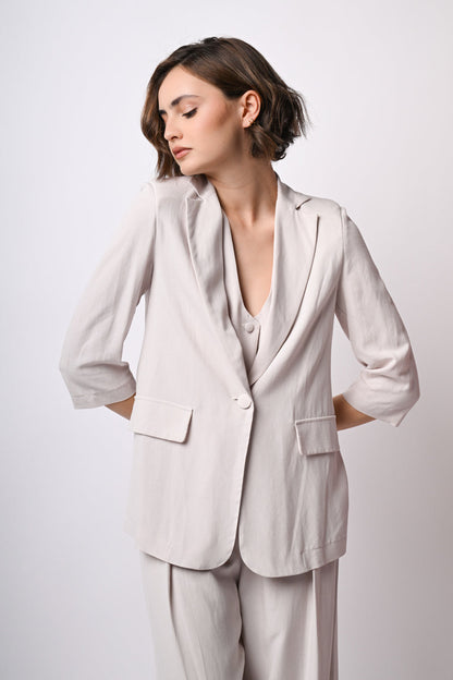 Blazer in viscosa e lino