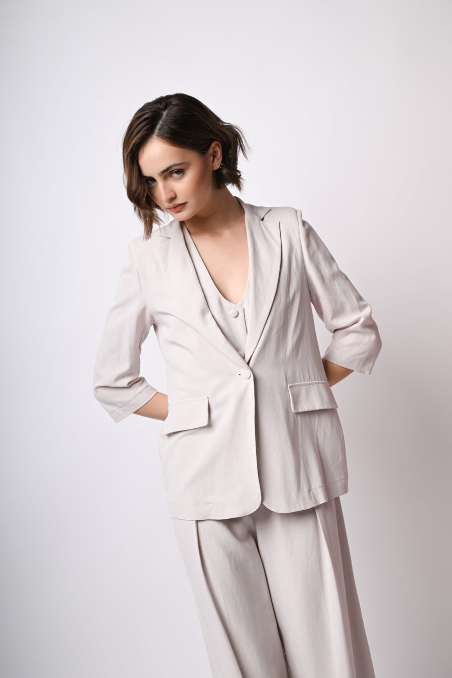 Blazer in viscosa e lino