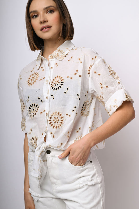 Camicia in pizzo Sangallo con nodo