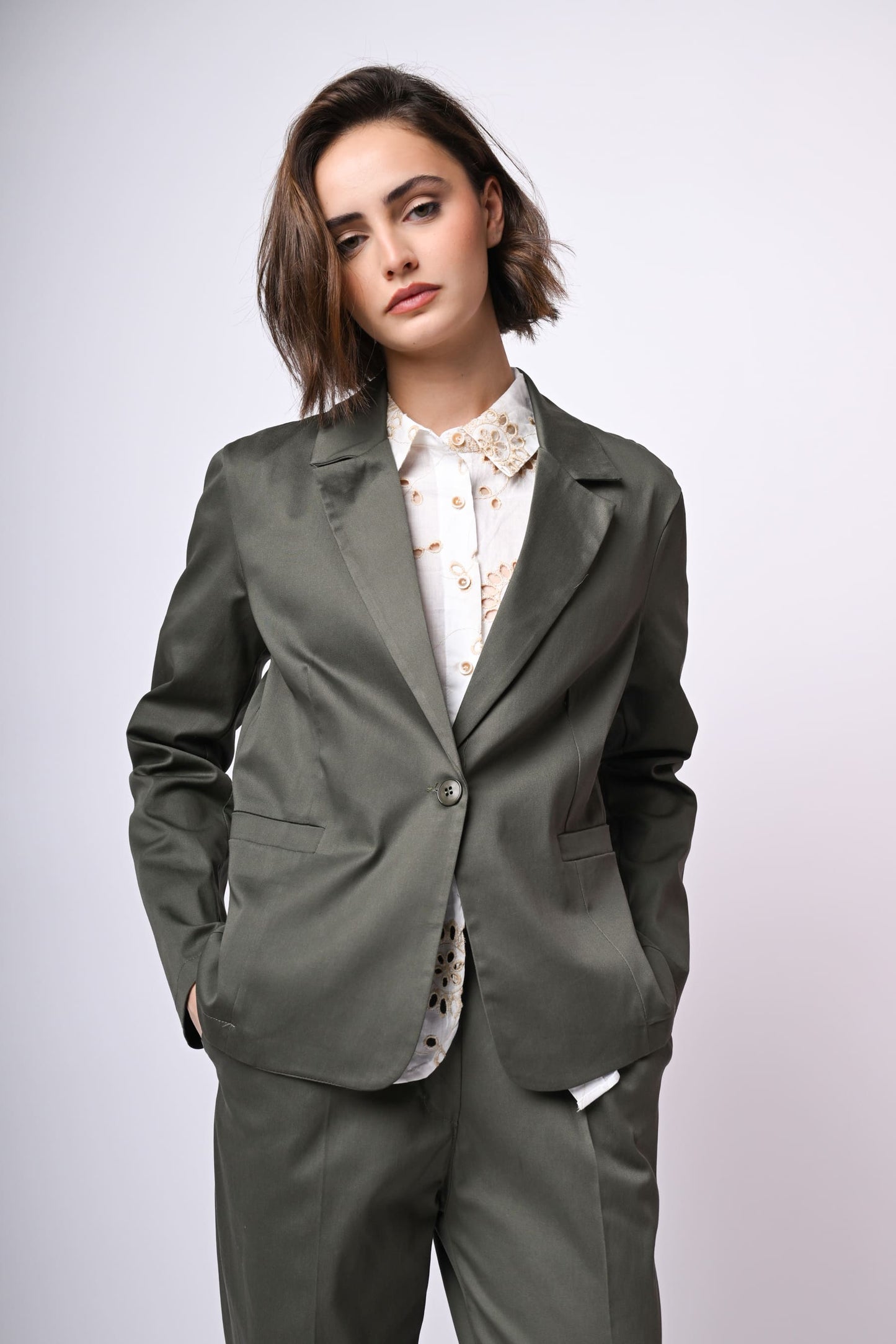 Blazer monopetto in cotone