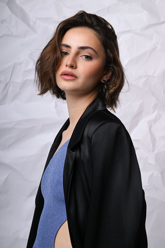 Blazer oversize in raso