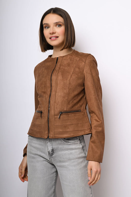 Giacca in faux suede con zip