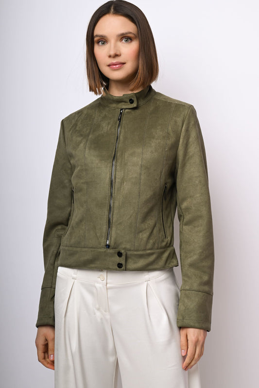 Giacca biker in faux suede