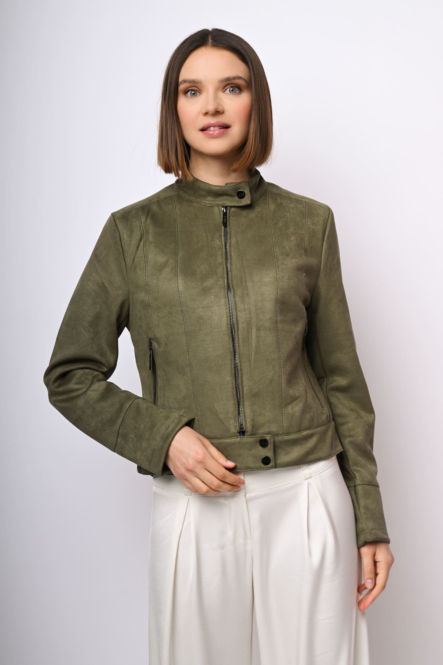 Giacca biker in faux suede