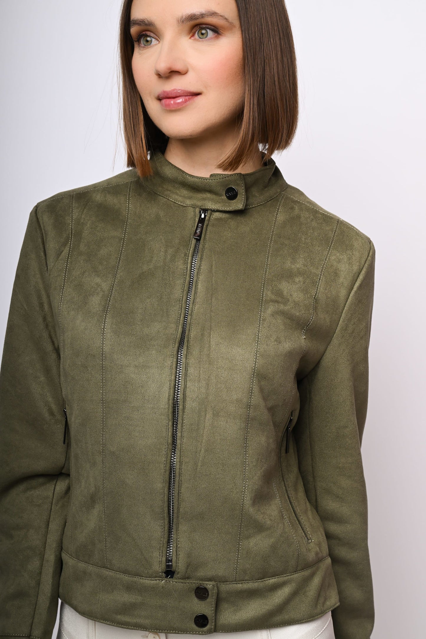 Giacca biker in faux suede