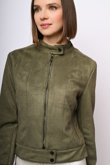 Giacca biker in faux suede