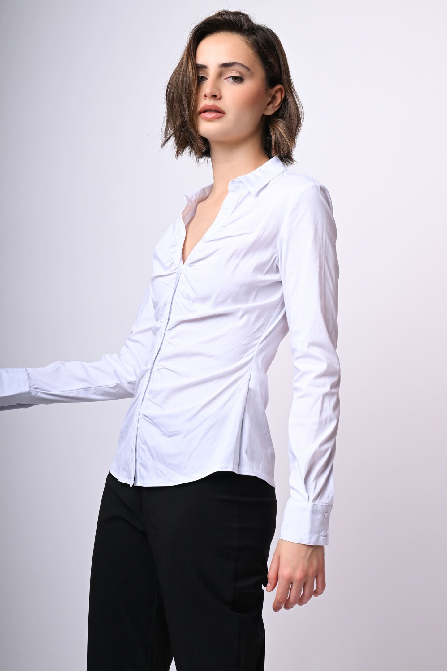 Camicia in cotone con arricciatura