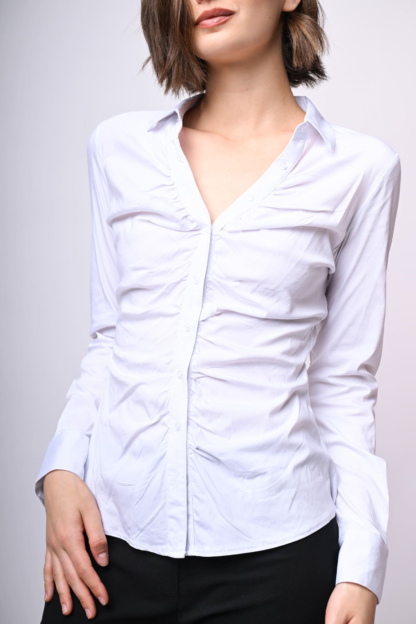 Camicia in cotone con arricciatura