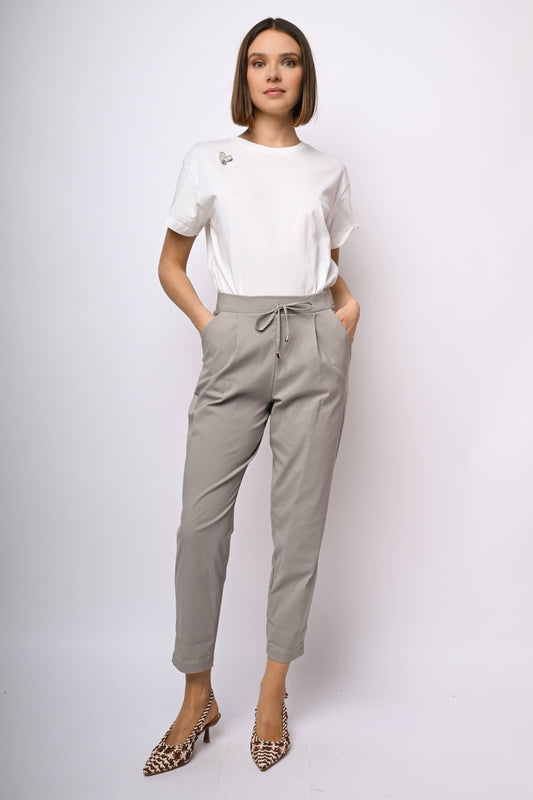 Pantaloni misto viscosa con coulisse