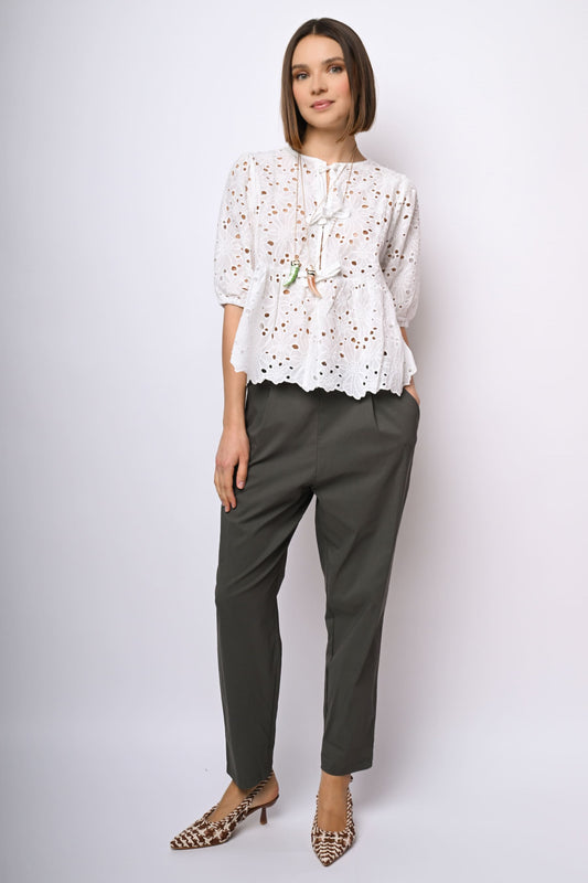 Pantaloni misto viscosa con coulisse