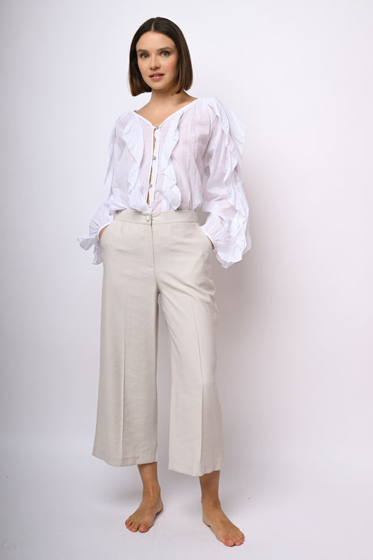 Pantaloni crop misto viscosa