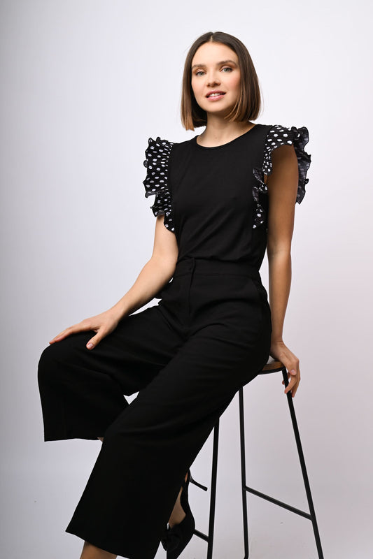 Pantaloni crop misto viscosa