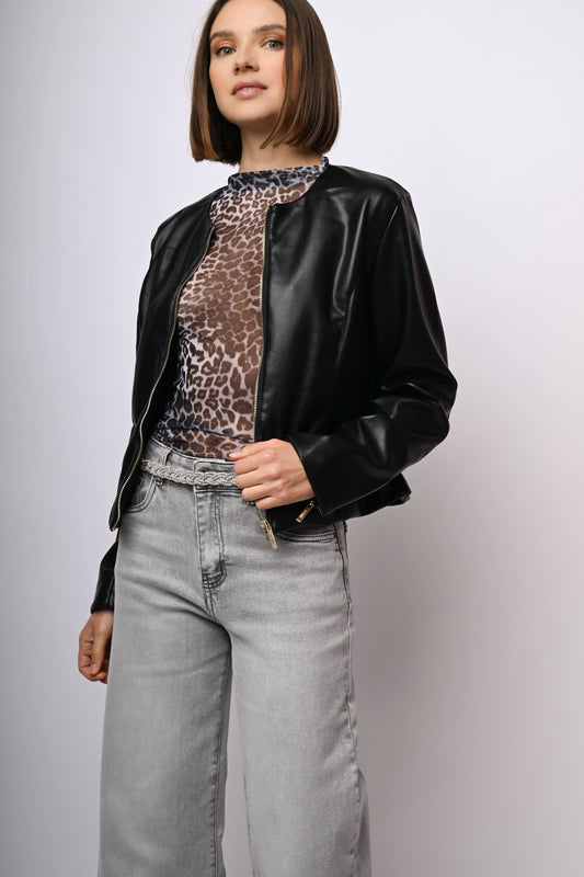 Giacca in similpelle con zip