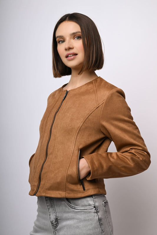Giacca in faux suede con zip