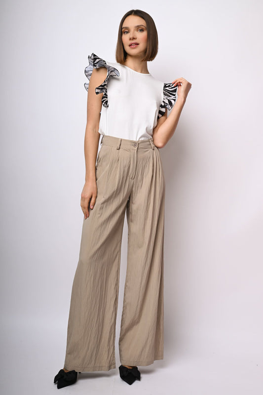 Pantaloni palazzo misto viscosa